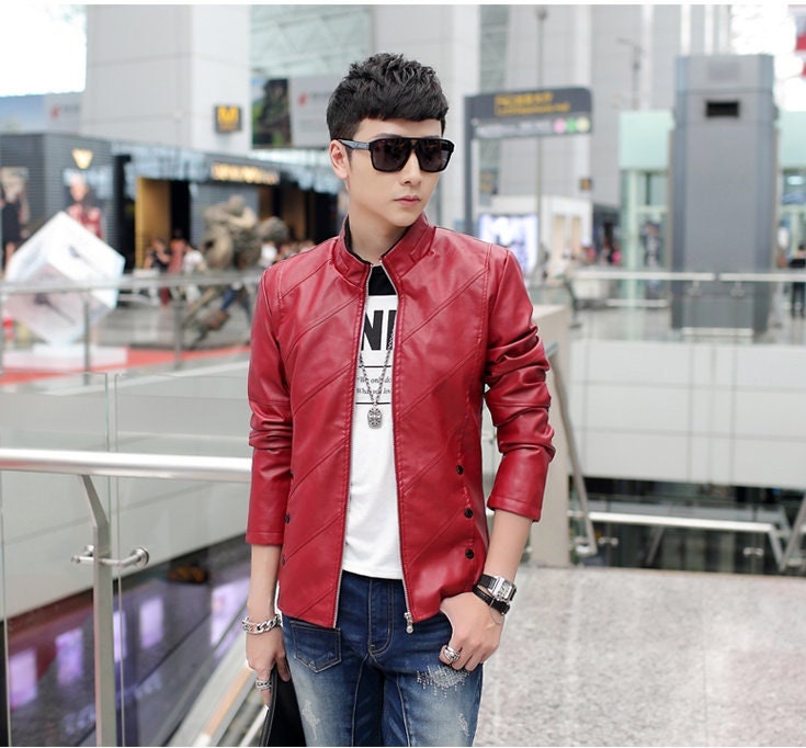 Mens Casual Leather Jacket Men Leather 