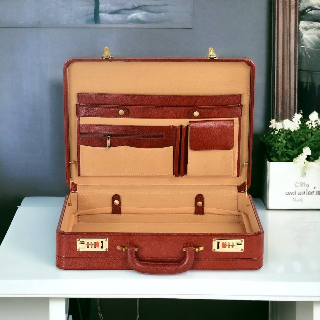 Genuine Leather Expandable Briefcase for Mens Leather Attache Briefcase Doctors Briefcase Gift