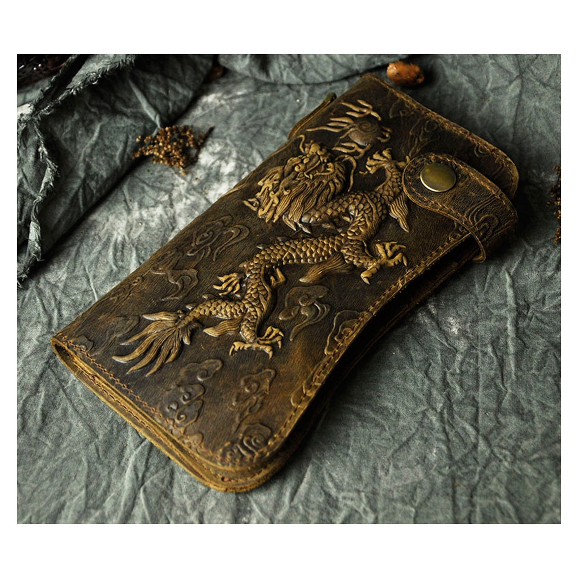 3D Dragon Embossed Genuine Leather Unisex Wallet Leather Etsy