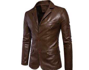 Genuine Leather Jacket for Men Soft Leather Jacket Lambskin Leather Blazer Slim Fit Leather Coat for Man Casual Blazer, Gift For Him