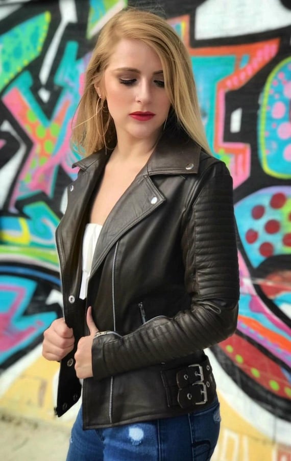 Buy lambskin leather biker jacket