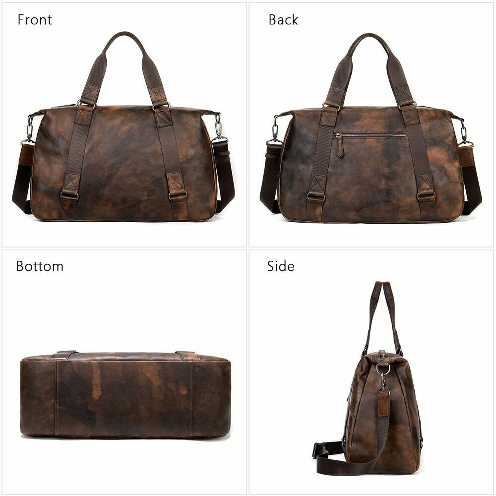 Genuine Leather Duffle Bag Overnight Bag Vintage Weekend | Etsy