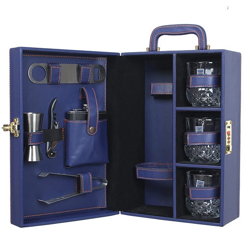 Vegan Leather Elegant Bar Accessories Set Leatherette Etsy