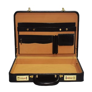 Genuine Leather Attache Briefcase Business Handbag for Men 14 Inches ...