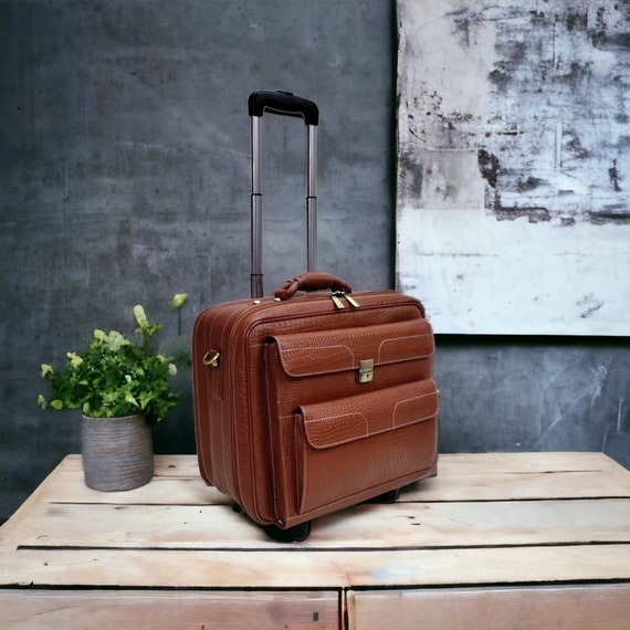 Leather top overnighter trolley