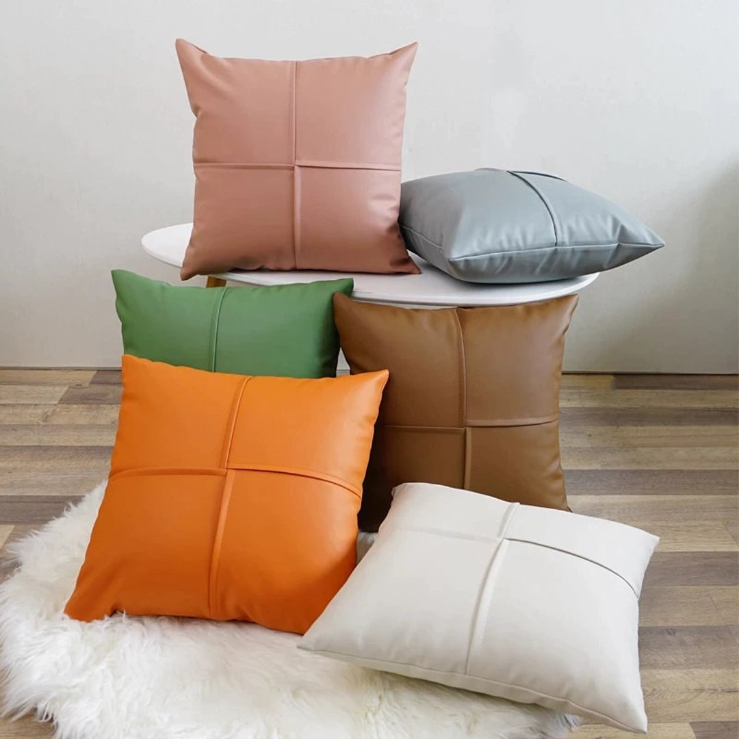 Genuine Leather Cushion Cover Leather Pillow Cover Sofa Etsy