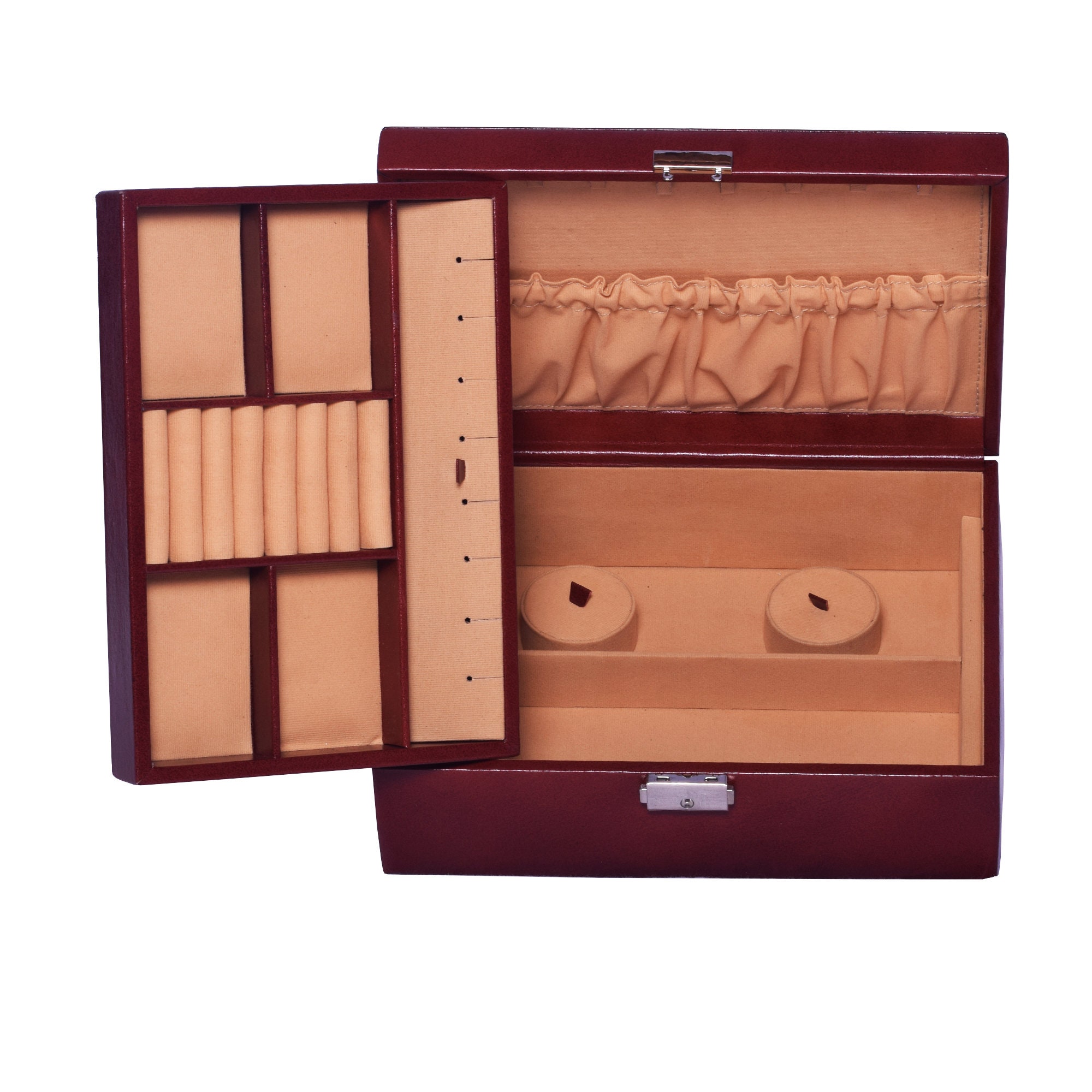 Women's Genuine Leather Jewelry Box Necklace Case Rings Etsy