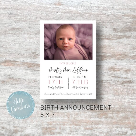 birth announcement cards etsy