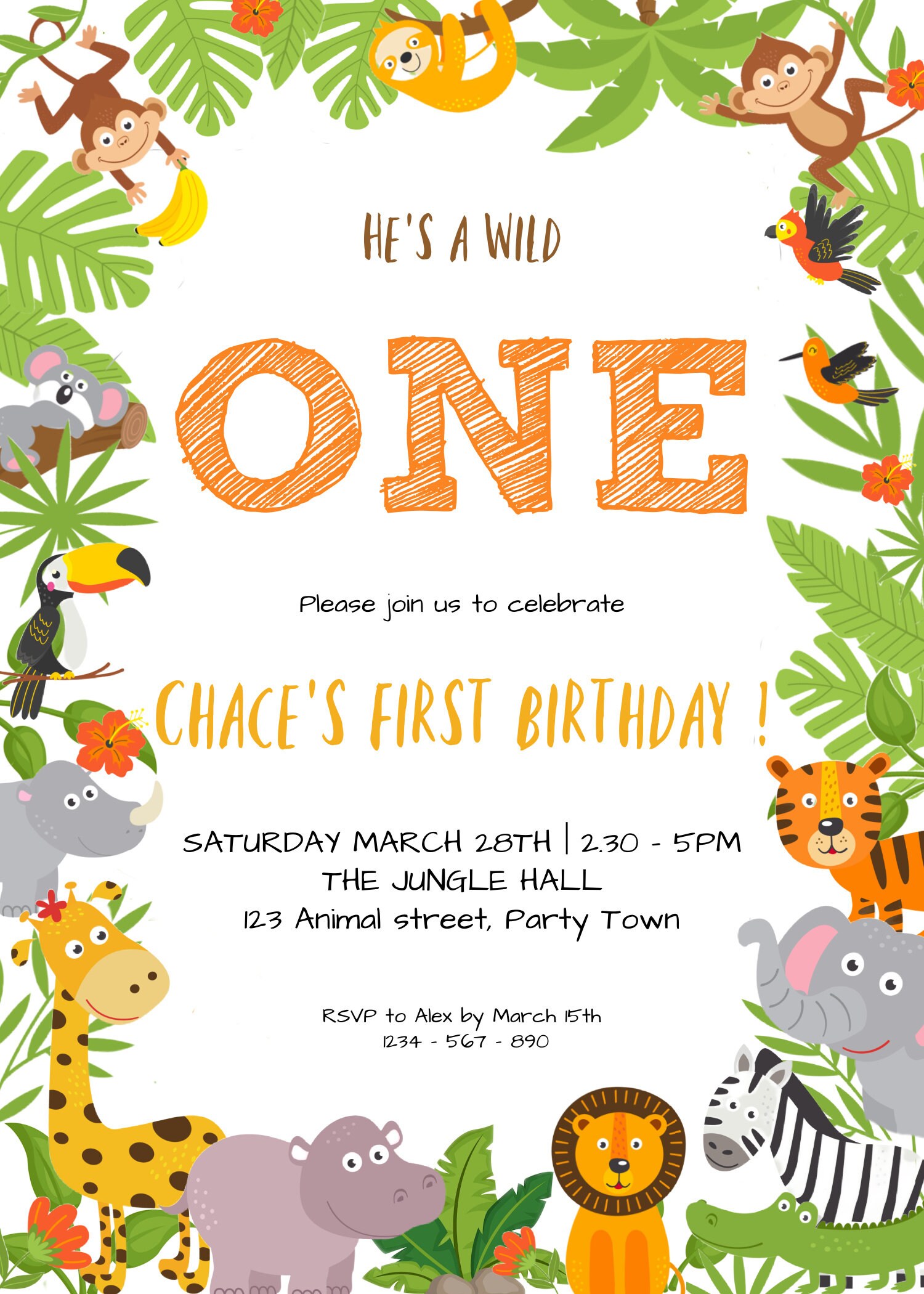 safari 1st birthday invitations