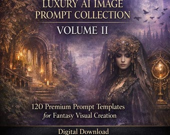 Fantasy AI Prompt Book Volume 2, 120 Premium Prompts for Fantasy Visuals, Digital PDF Download, A4 and US Letter