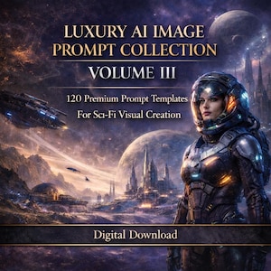 Sci-Fi Digital Image Prompts Pack | 120 Futuristic Prompts for Alien Worlds, Dystopias & Space Visions