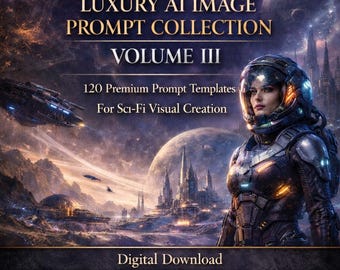 Sci Fi AI Prompt Book Volume 3, 120 Premium Prompts for Sci Fi Visuals, Digital PDF Download, A4 and US Letter
