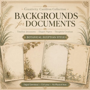 20 Botanical Egyptian Backgrounds, Timeless documents-Elegant Papers-Thoughtful Creations, US Letter Digital Papers and Stationery Pagess
