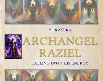 Archangel RAZIEL, 5 Prayers, Calling upon his energy - 10 illustrated pages for your Book of Shadows