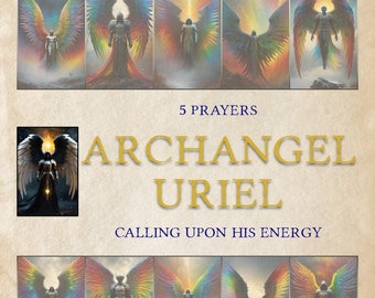 Archangel URIEL, 5 Prayers, Calling upon his energy - 10 illustrated pages for your Book of Shadows
