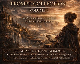 AI Image Prompt Book Volume 1, 120 Premium Prompts for Cinematic Luxury Visuals, Digital PDF Download, A4 and US Letter