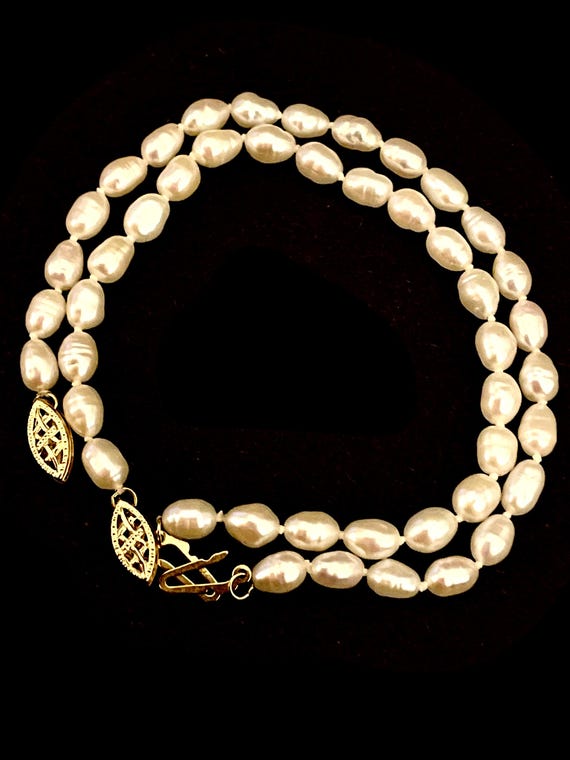14K Yellow Gold Freshwater Pearl Bracelets, 2 pieces, each  6.75"L, 10.4grams total weight, YG lobster clasps, gift boxed, gift for her View 2