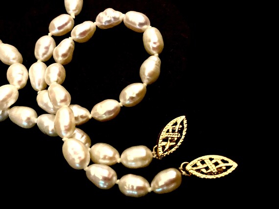 14K Yellow Gold Freshwater Pearl Bracelets, 2 pieces, each  6.75"L, 10.4grams total weight, YG lobster clasps, gift boxed, gift for her View 6
