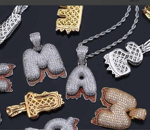 A to Z Letter Iced Out Hip Hop Alphabet Letter Charm - Etsy