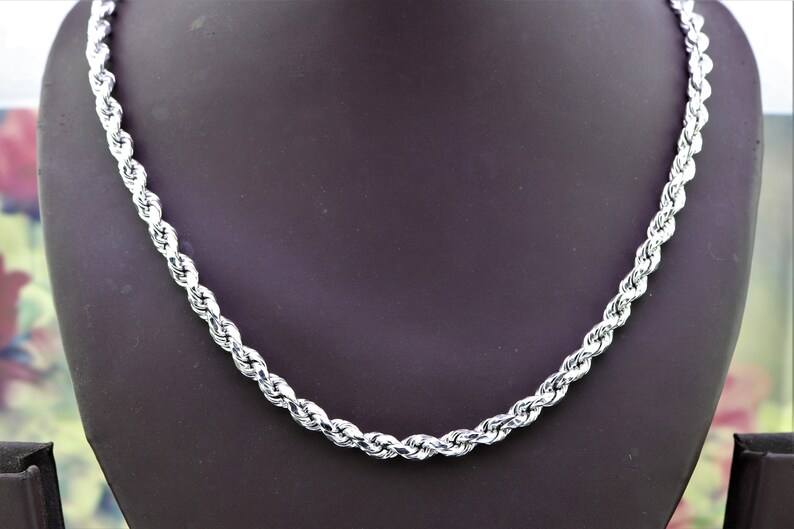 925 Sterling Silver 3.5 Mm Twisted Rope Chain Necklace Etsy