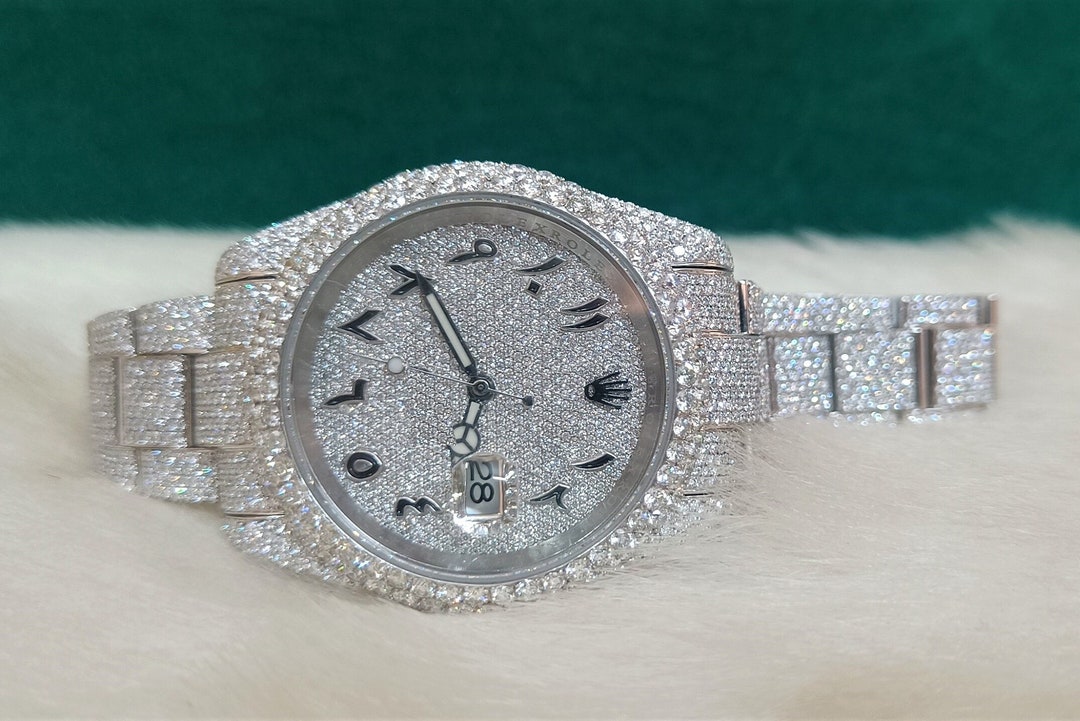 VVS Moissanite Diamond Watch Fully Iced Out Date Just Watch - Etsy