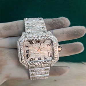 Fully Automatic VVS1 D Moissanite Diamond Watch Handmade 904 Stainless ...