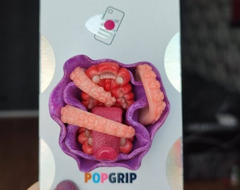 Purple lips mouth pop socket animal jaw creepy fangs pink octopus tentacles phone grip holder loop stand pop socket girl gift girlfriend her