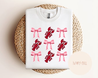 Coquette bow crawfish PNG, digital design and clipart for sublimation and inkjet printing