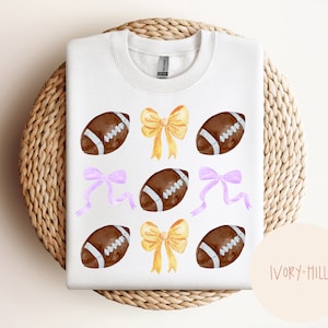 Purple and yellow football coquette bows, digital designs for sublimation and inkjet printing, Louisiana tigers