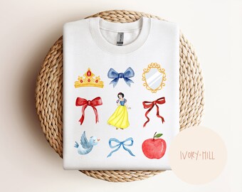 La coquette della principessa delle nevi si inchina PNG ad acquerello, disegni digitali e clipart per la stampa a getto d'inchiostro e la sublimazione, Biancaneve