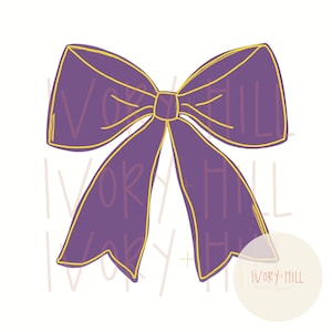 purple and yellow girly coquette png, bow digital design for sublimation and t shirt designs, crafting, game day bow