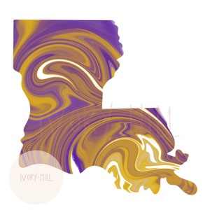 Louisiana state purple and yellow marble printable digital design download PNG clipart for sublimation and inkjet printing football tigers