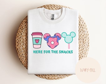 Here for the snacks png, happiest place in the world PNG, digital design and clipart for sublimation and inkjet printing, snack png
