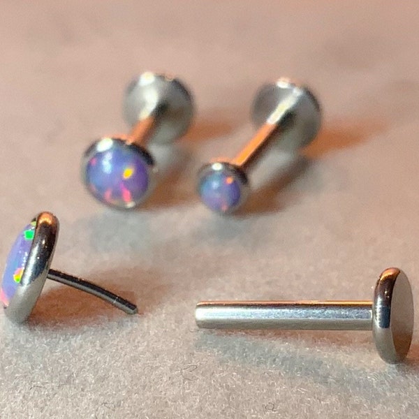 THREADLESS 16g OPAL Crystal Ear Studs no screw Cartilage/Tragus bar/Forward Helix/Conch/Monroe/Medusa/Philtrum/Ear Lobe/lip piercings