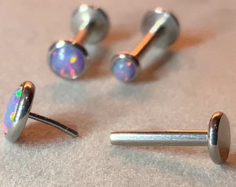 16g Threadless Opal Labret Stud, 8mm Bar