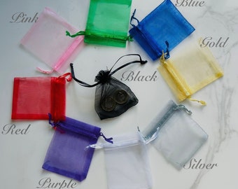 100pc Organza Bags, Favours, Wedding Candy, Jewelry Pouches, Colours, 7x9cm, 9x12cm, 10x15cm