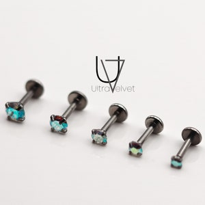 DAZZLE 16g Aurora Borealis Crystal Ear Studs for Cartilage/Tragus bar/Forward Helix/Conch/Monroe/Medusa/Philtrum/Ear Lobe/lip piercings