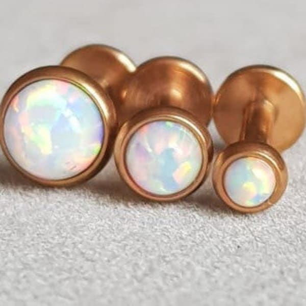 ROSE GOLD MILK Opal 16g for Ear Cartilage/Tragus bar/Forward Helix/Conch/Monroe/Medusa/Philtrum/Ear Lobe/lip piercing