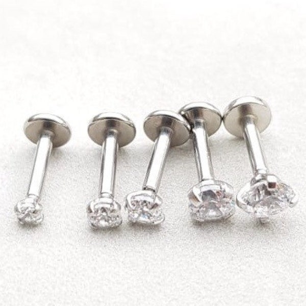 HAMSA Prong Flat Back Studs Labret – 16g/Cartilage/Tragus bar/Forward Helix/Conch/Monroe/Medusa/Philtrum/Ear Lobe/lip piercings