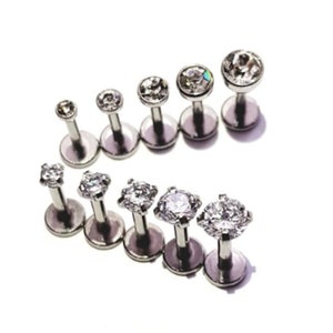 Crystal studs HAMSA Set of 10 16g labrets for Cartilage/Tragus bar/Forward Helix/Conch/Monroe/Medusa/Philtrum/Ear Lobe/lip piercing