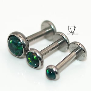 FOREST Green Opal Set 16g Ear Studs for Cartilage/Tragus bar/Forward Helix/Conch/Monroe/Medusa/Philtrum/Ear Lobe/lip piercings