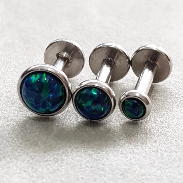 FOREST Green Opal Set 16g Ear Studs for Cartilage/Tragus bar/Forward Helix/Conch/Monroe/Medusa/Philtrum/Ear Lobe/lip piercings