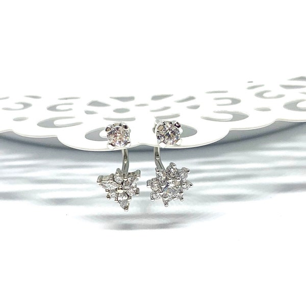 VENUS Jacket Earring in Crystal Barbell – 16g Double Back/Cartilage earring/Conch/Upper lobe EarrIngs.