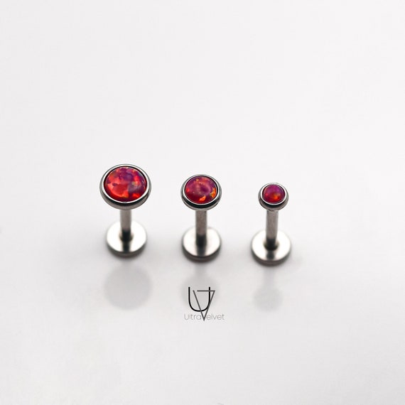 3-Piece Opal Lip Ring Set - Internally Threaded Labret Studs For Tragus, Cartilage
