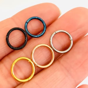 MIA Titanium 16G Hoops; Conch|Daith|cartilage|snug|rook|Tragus|Ear lobe|nose piercing|Septum|Helix Earring 8mm/clicker/hinged/segment ring