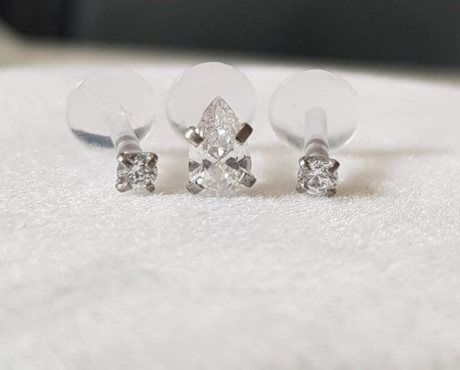 WATER DROP Crystal Bioflex Labret 16g for Cartilage/tragus | Etsy UK