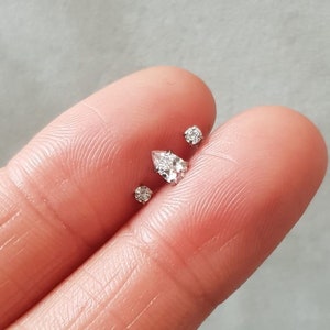 WATER DROP Crystal Bioflex Labret 16g for Cartilage/Tragus bar/Forward Helix/Conch/Monroe/Medusa/Philtrum/Ear Lobe/lip piercings
