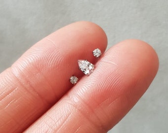 WATER DROP Crystal Bioflex Labret 16g for Cartilage/Tragus bar/Forward  Helix/Conch/Monroe/Medusa/Philtrum/Ear Lobe/lip piercings