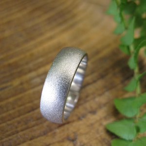Textured Mens Wedding Band: 6mm D-Shaped Ring, Frosted Finish