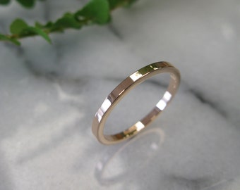 Dainty 1.5mm Rose Gold Wedding Ring - Flat Stacking Band